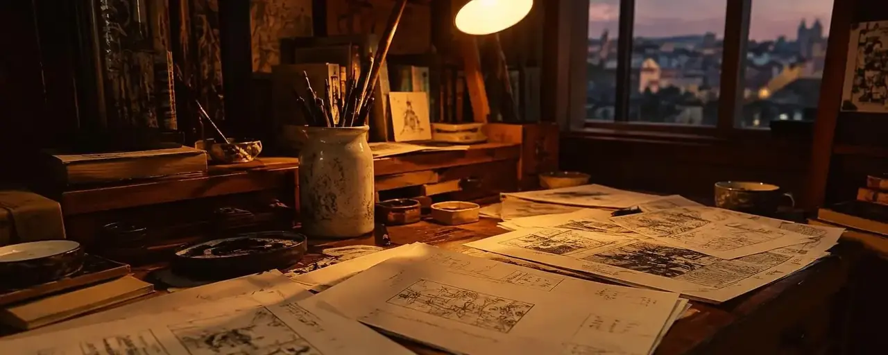 柚子漫画投稿工坊的工作台与分镜稿